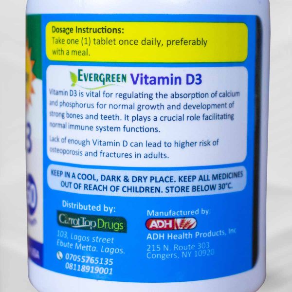 Evergreen Vitamin D3 dosage and direction of use